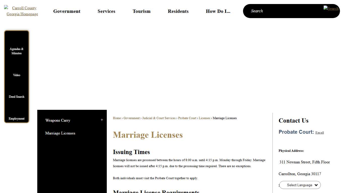 Marriage Licenses | Carroll County, GA - Official Website