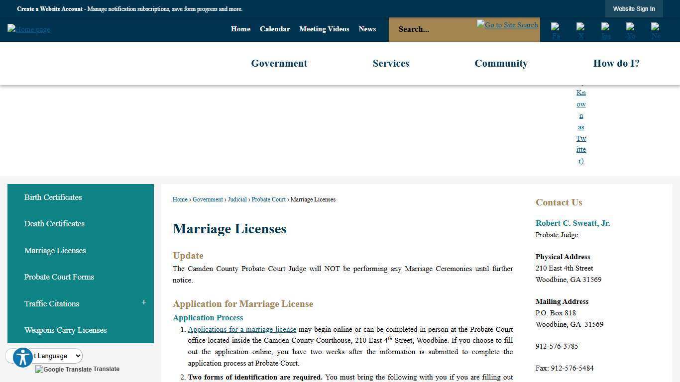 Marriage Licenses | Camden County, GA - Official Website